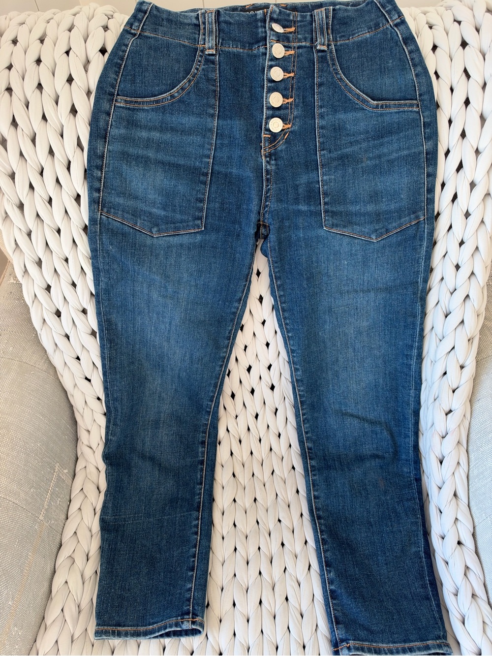 Veronica Beard High-Rise Button-Front Women’s Jeans - Dark Blue